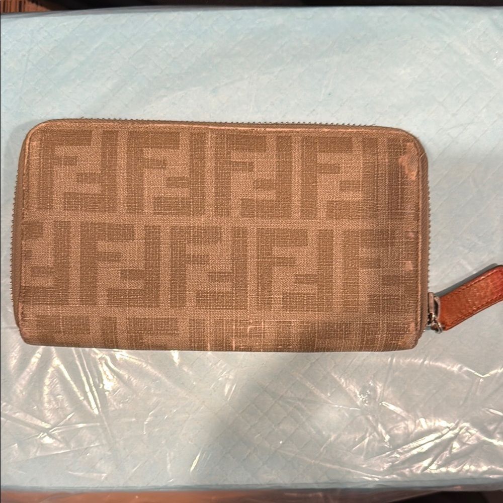 Fendi Tan Zippered wallet